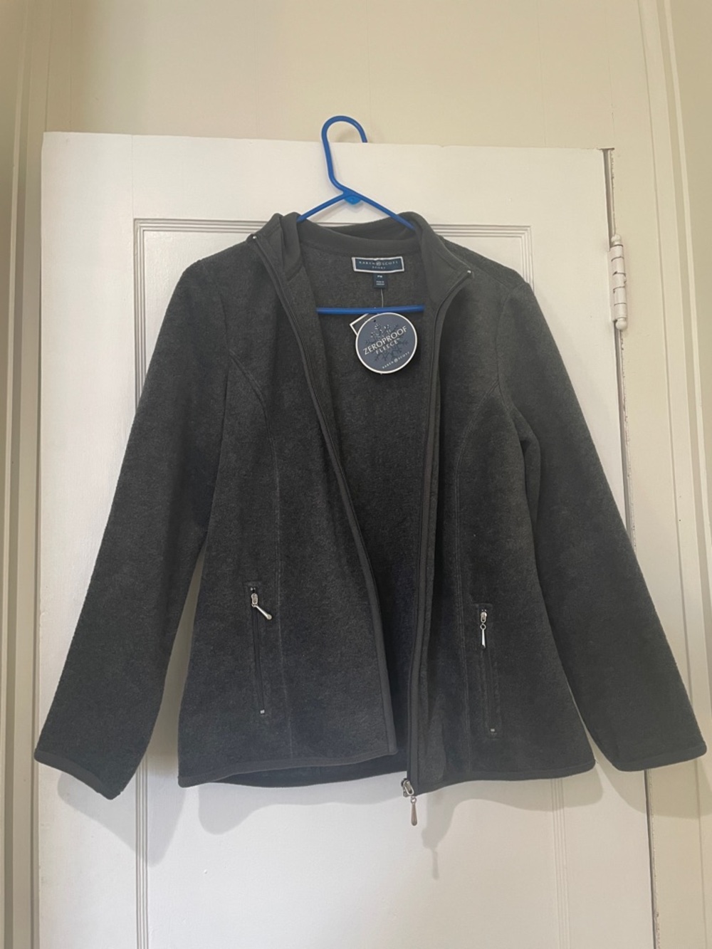 Neutral Dark Charcoal Gray Fleece Jacket